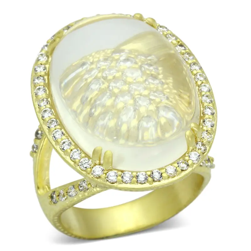 Matte Gold Brass Ring With Synthetic Synthetic Glass In Clear 1