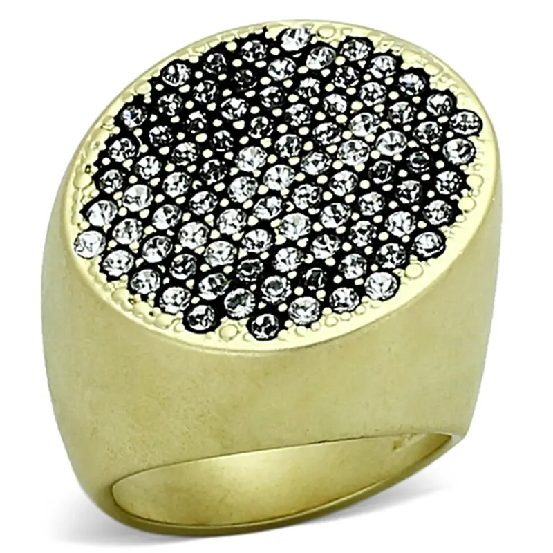 Matte Gold Brass Ring With Top Grade Crystal In Clear 1