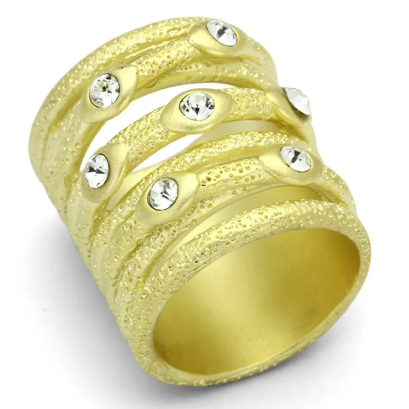 Matte Gold Brass Ring With Top Grade Crystal In Clear 1