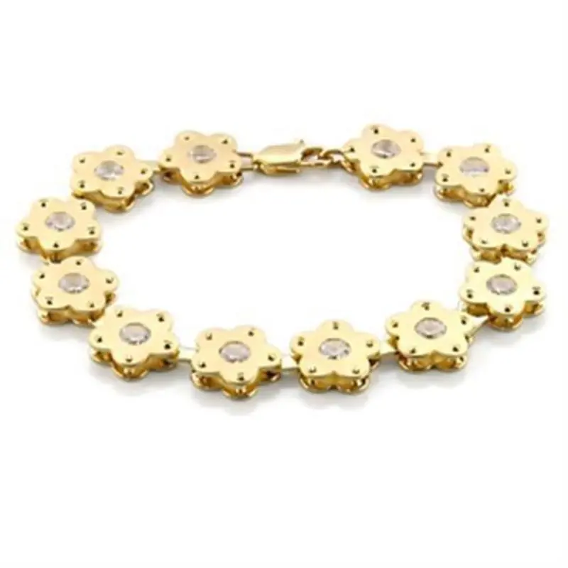 Matte Gold & Gold Brass Bracelet With Aaa Grade Cz In Clear 1
