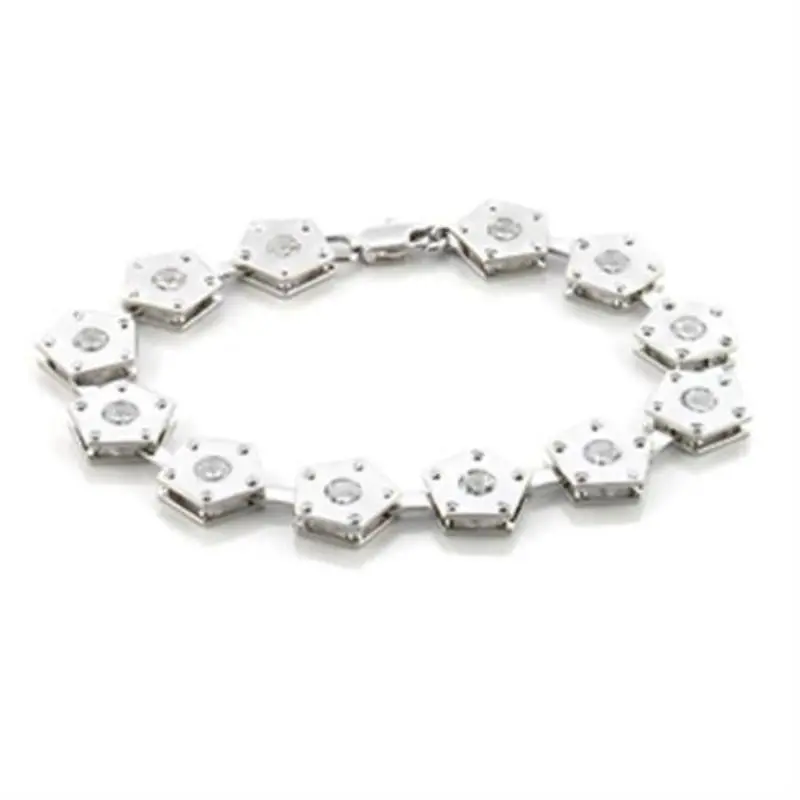 Matte Rhodium & Rhodium Brass Bracelet With Aaa Grade Cz In Clear 1