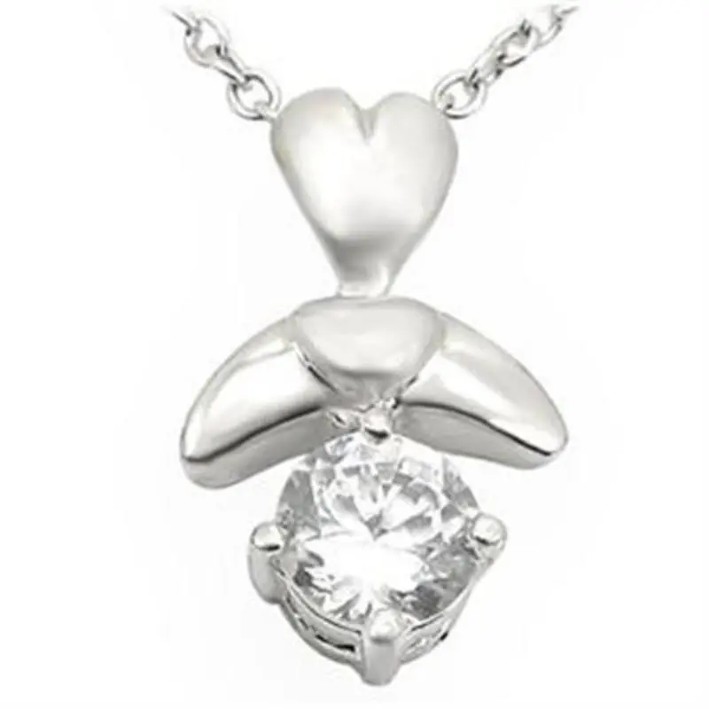 Matte Rhodium & Rhodium Brass Pendant With Aaa Grade Cz In Clear 1