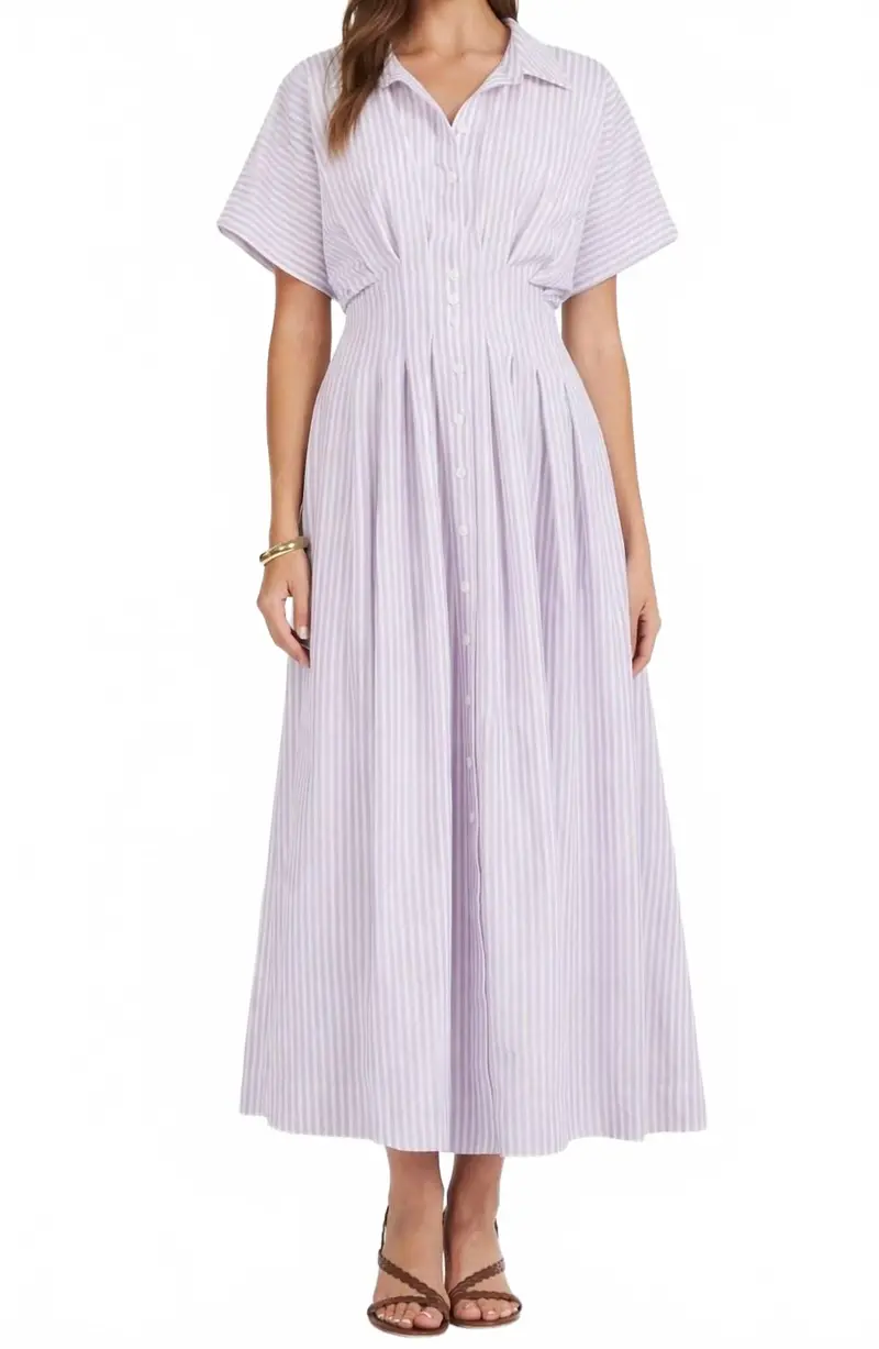 Maude Waist Detail Shirtdress In Lavendar 1
