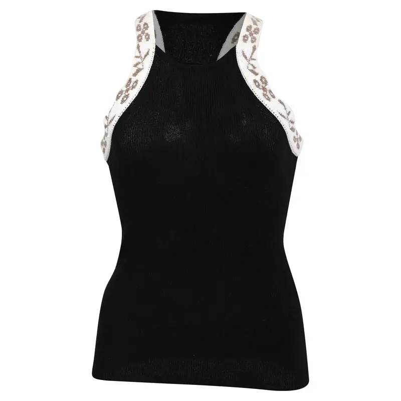 Max Mara Pleiadi Sequin-Embellished Tank Top In Black Wool 1