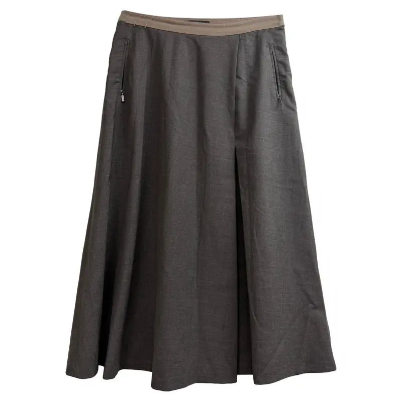 Max Mara Weekend A-Line Midi Skirt In Brown Wool 1