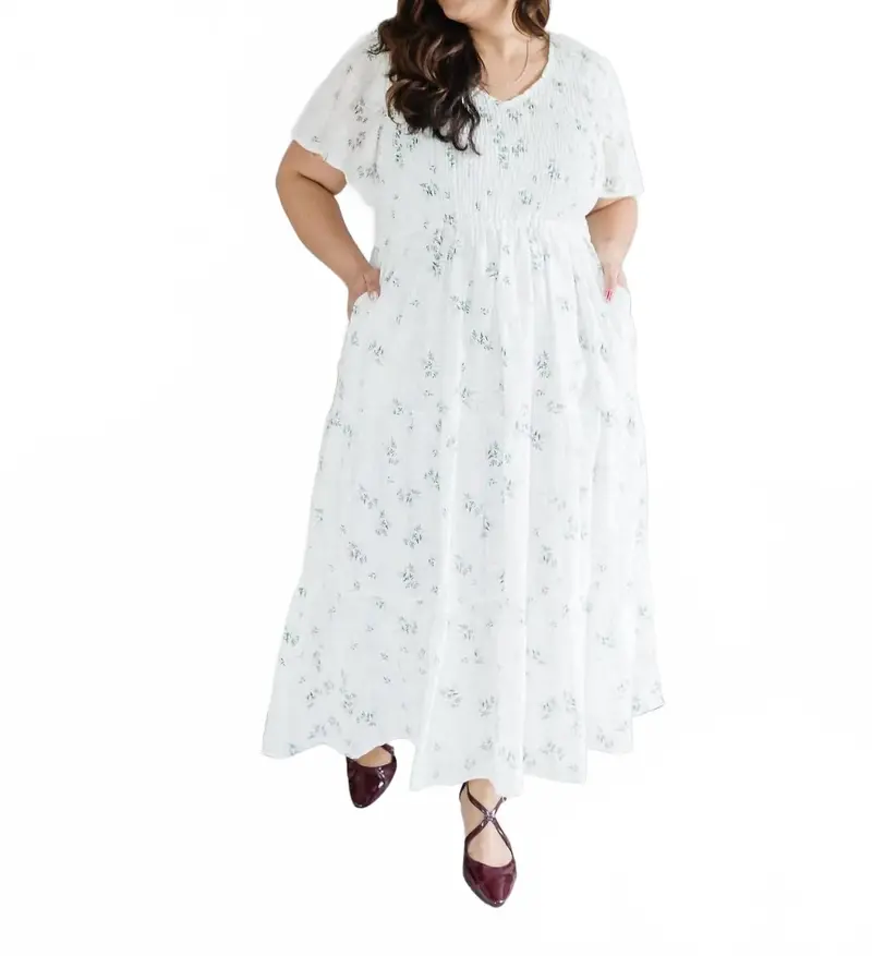 Meadow Floral Maxi Dress In White 1
