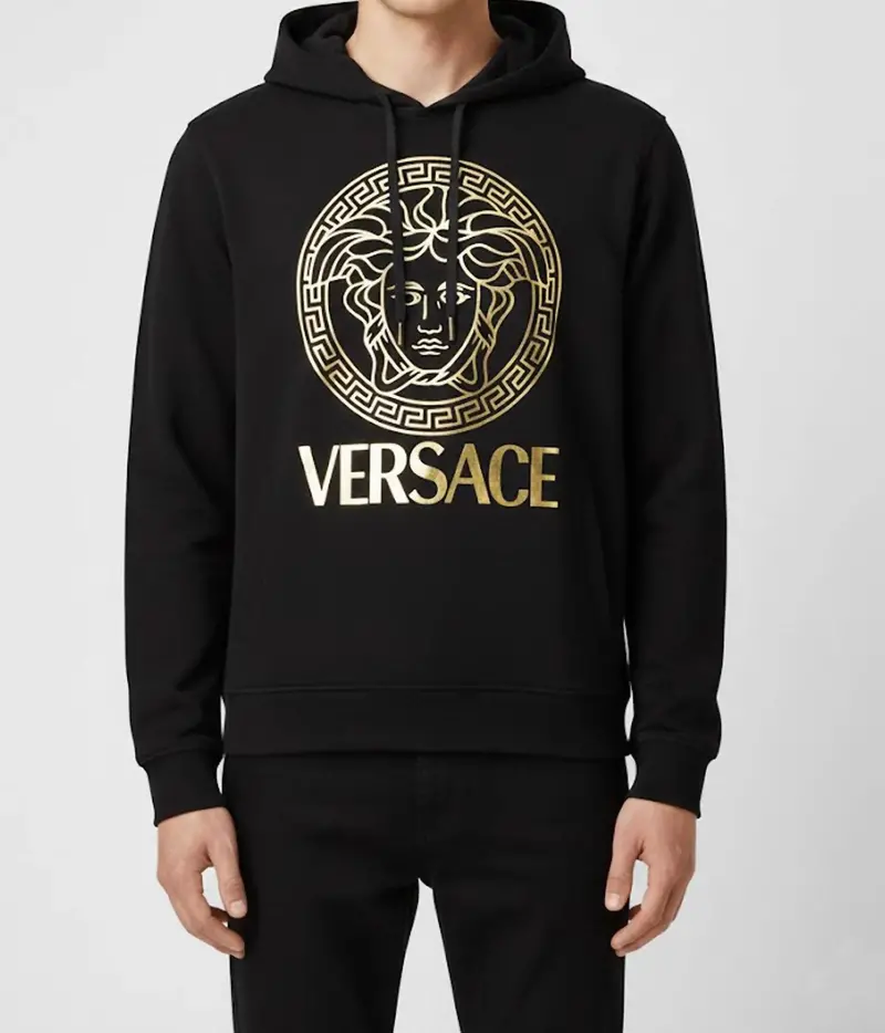 Medusa Cotton Hoodie In Black 1
