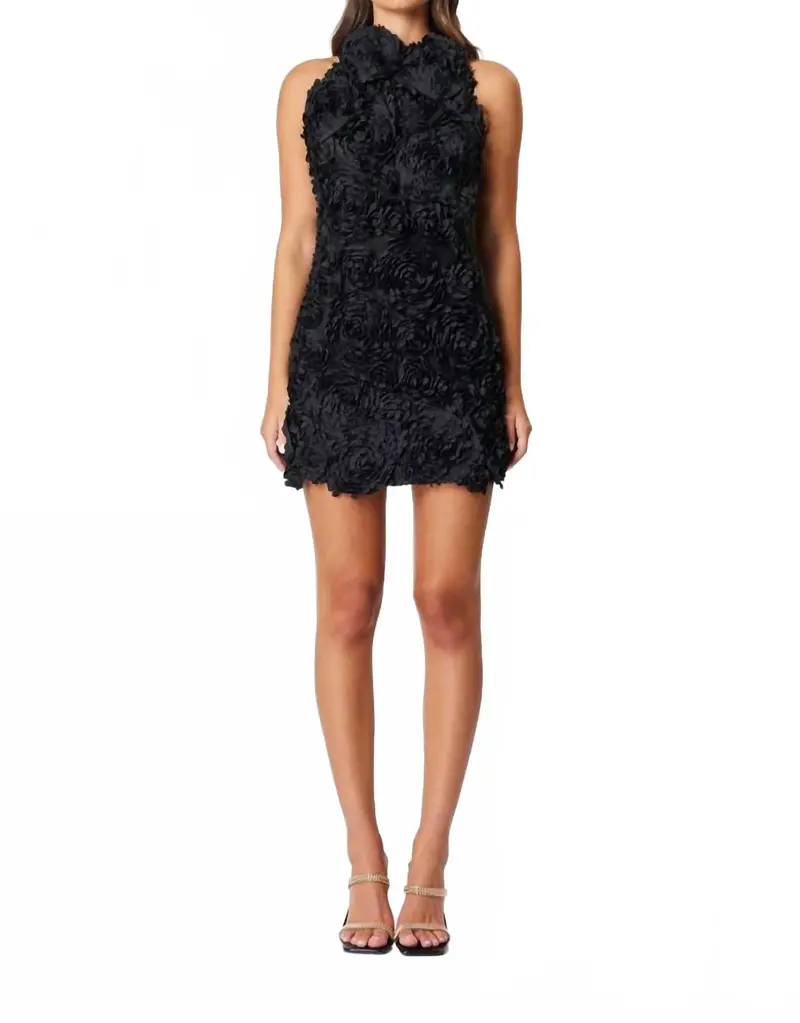 Megan Halter Neck Mini Dress In Black 1