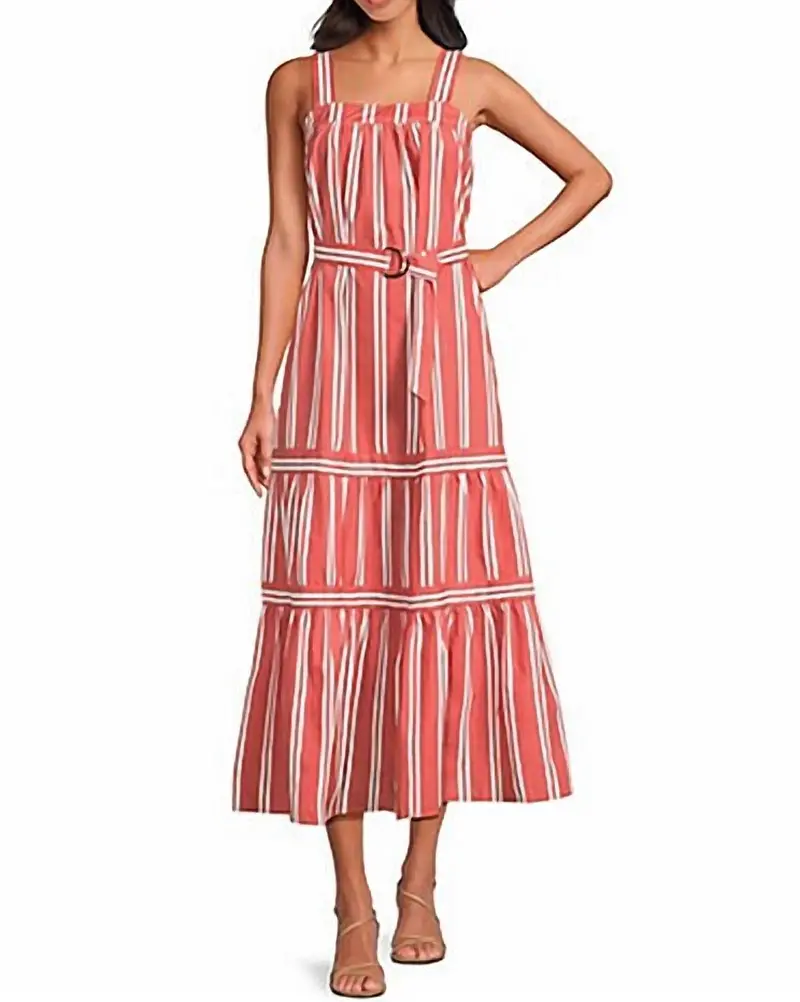 Megan Maxi Dress In Coral Stripe 1