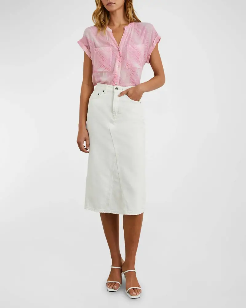 Mel Button Down Top In Pink 1