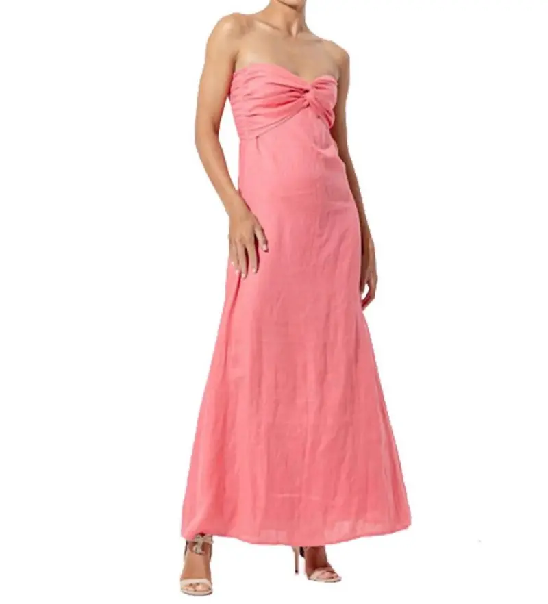 Melody Linen Maxi Dress In French Pink 1