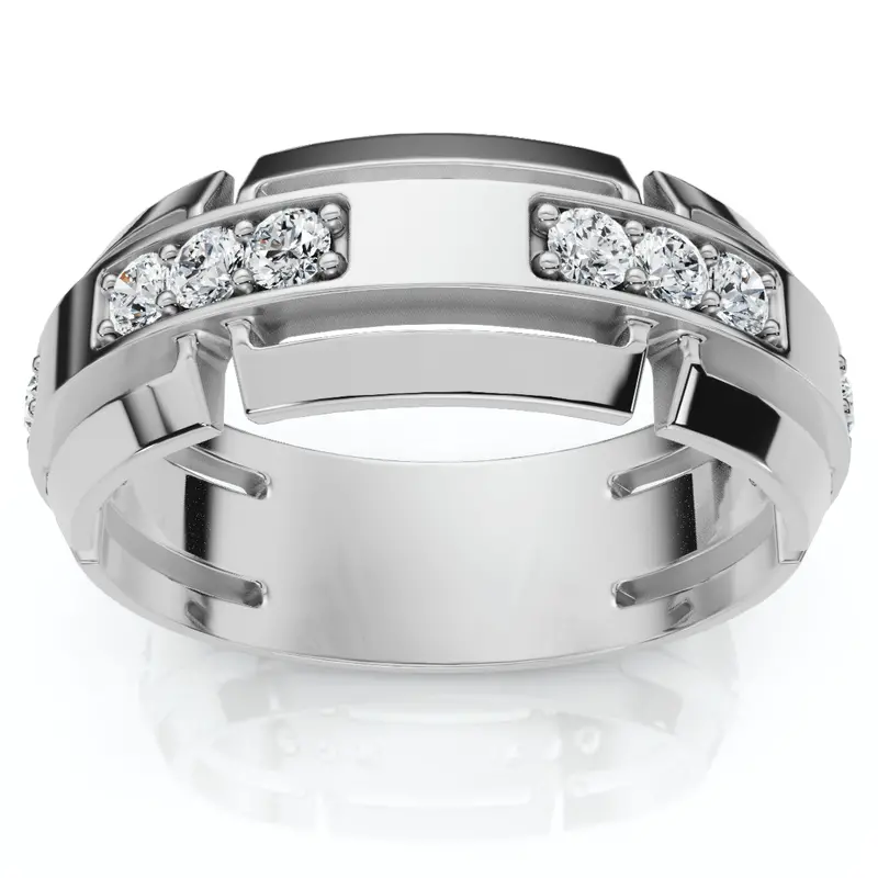 Men's 1/2Ct 7Mm Wide Interlocked Diamond Wedding Ring 14K Gold Lab Grown 1