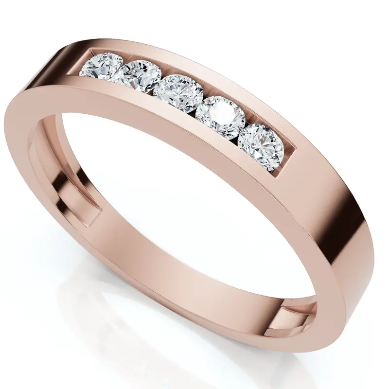 Men's 1/4Ct Channel Set Diamond Wedding Ring 14K Gold Lab Grown 1
