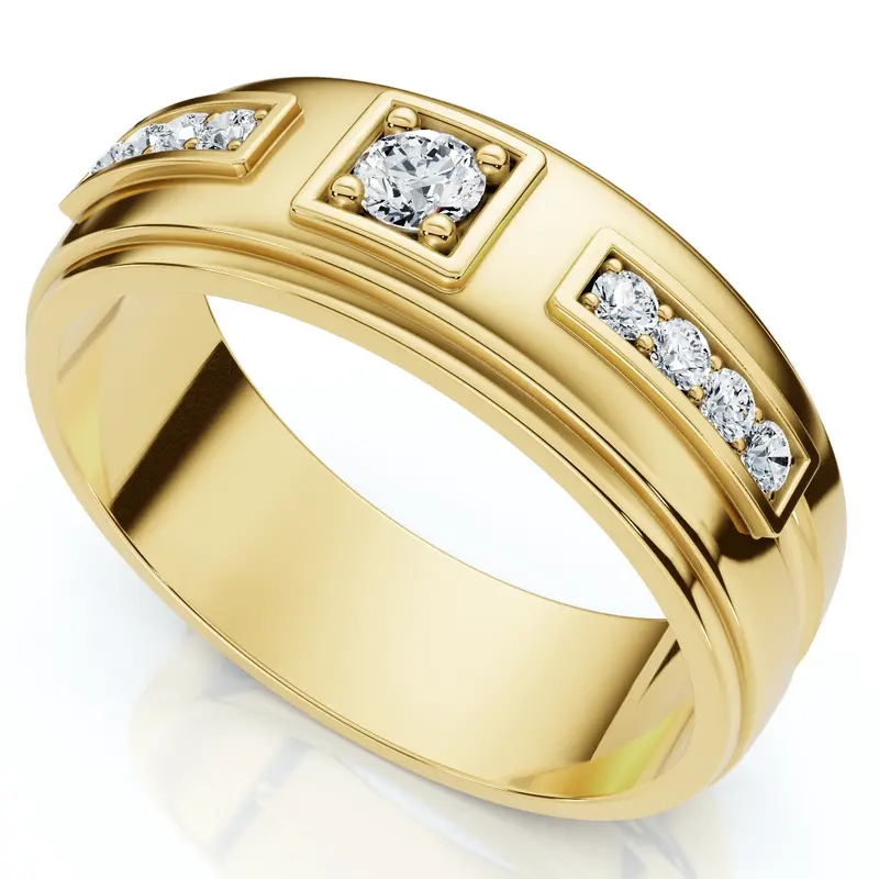 Men's 1/4Ct Matthew Diamond Wedding Ring Polished Gold 10K Lab Grown 1