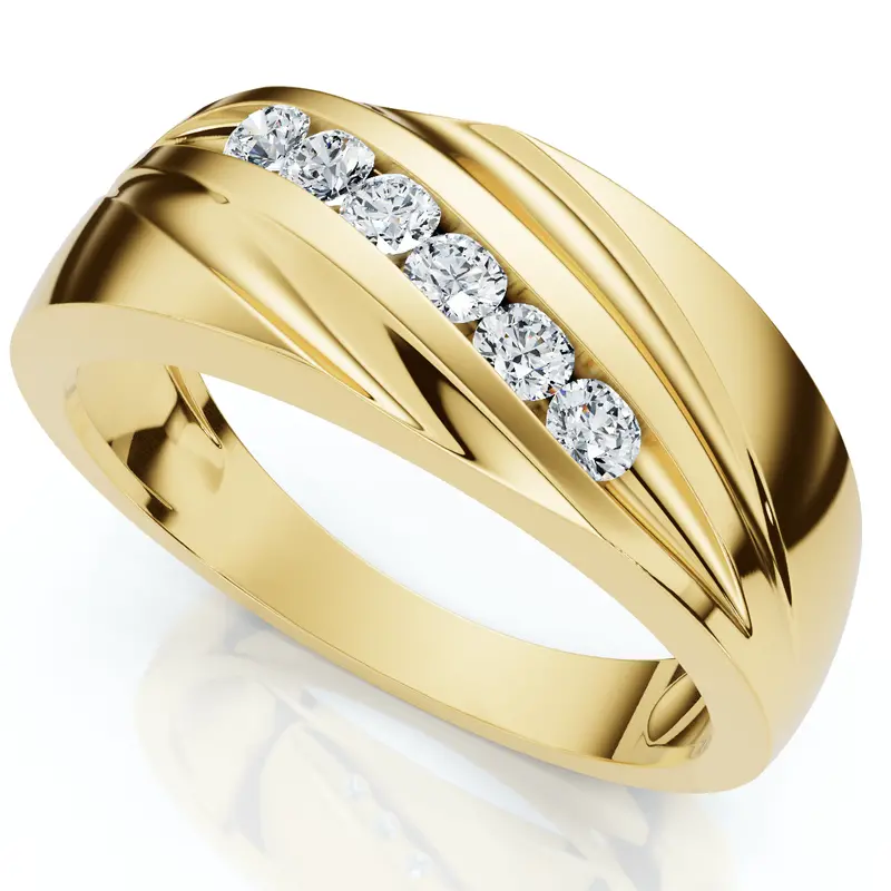 Men's 1/4Ct Wave Diamond Wedding Ring Gold Or Platinum Lab Grown 8