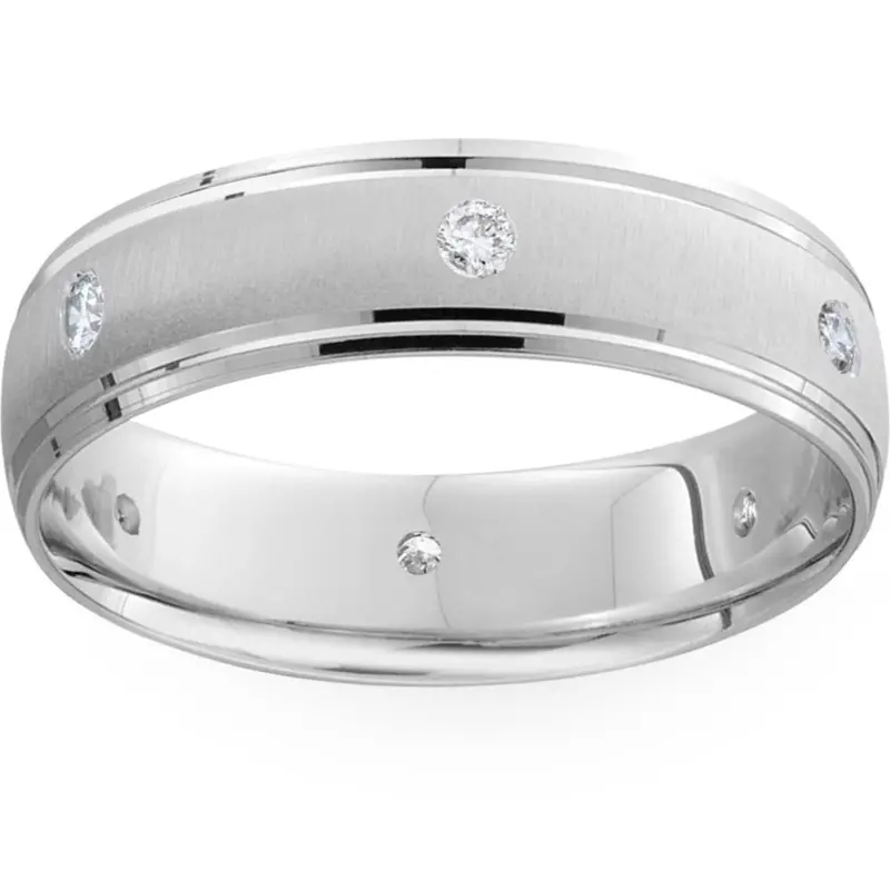 Mens 14K White Gold 6Mm Wedding Ring 1