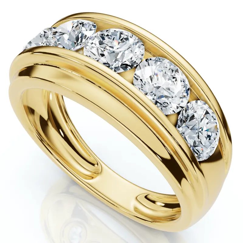 Men's 2Ct Diamond Accented Wedding Anniversary Ring 10K Gold Lab Grown 2