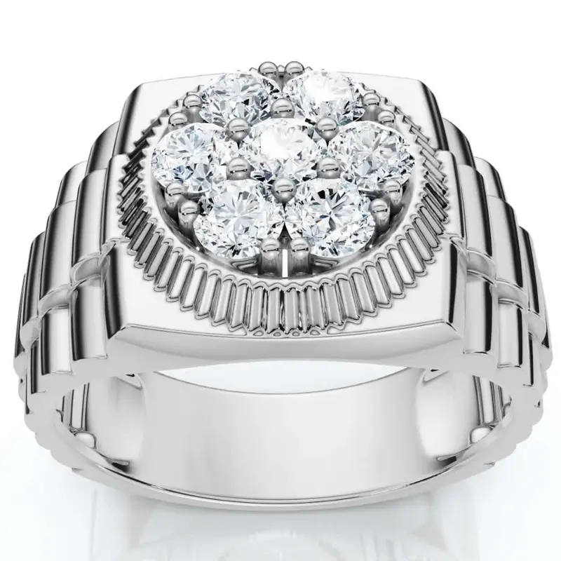 Men's 3/4Ct Diamond Anniversary Wedding Ring 14K Gold Lab Grown 1