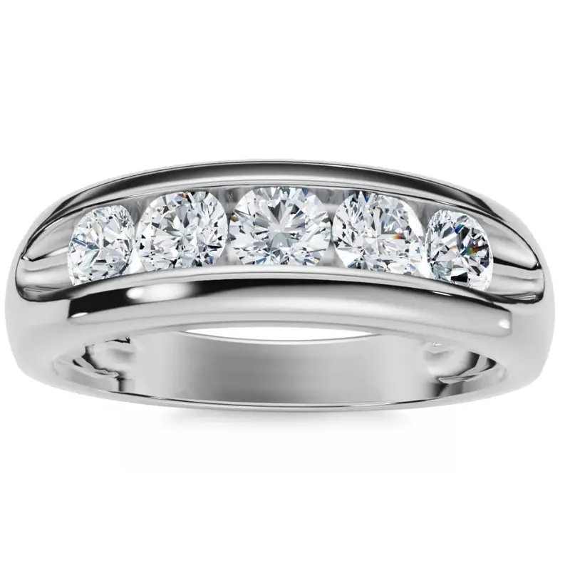 Mens 3/4Ct Diamond White Gold Wedding Ring Band New Size Selectable 1