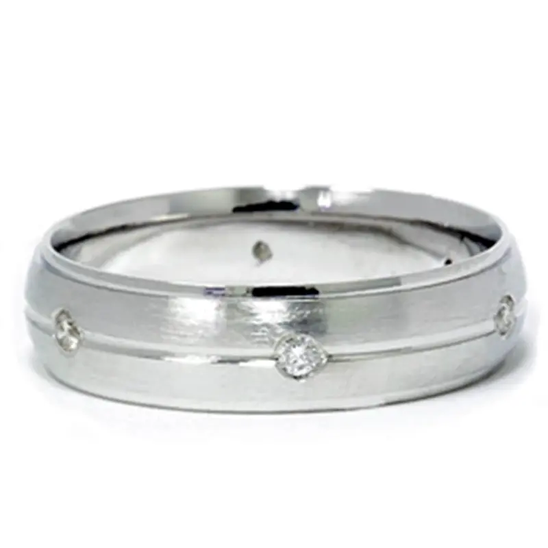 Mens 950 Platinum Diamond Band Brushed Wedding Ring Size Selectable 1
