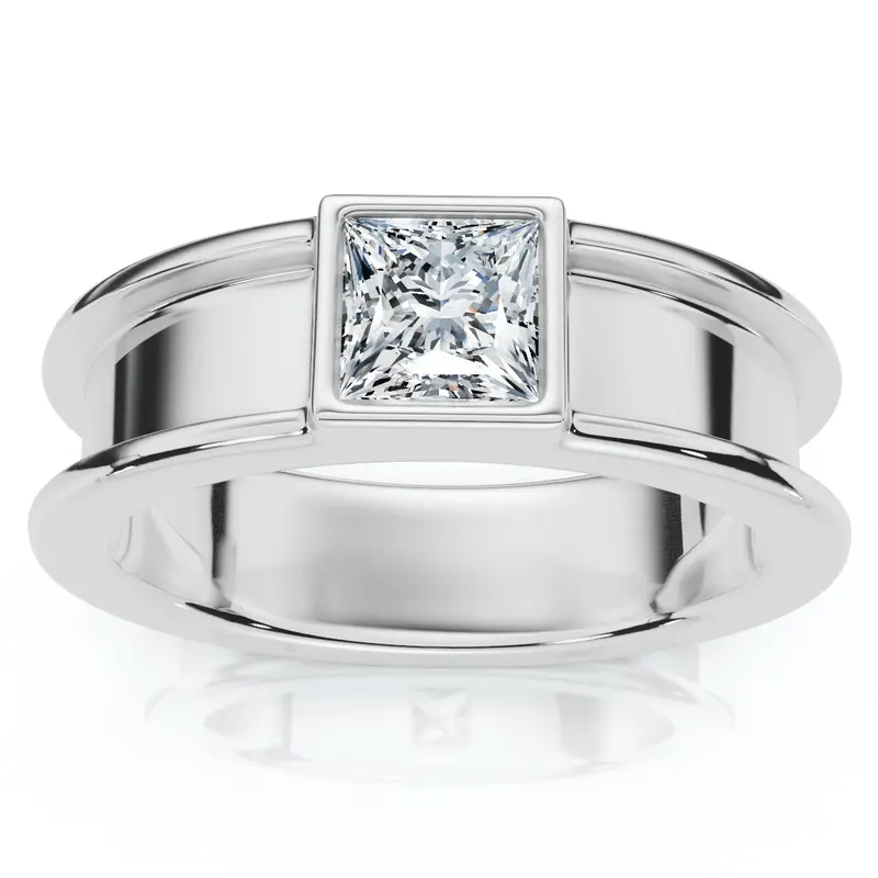 Men's Bezel Set Diamond Solitaire Wedding Ring 14K Gold Lab Grown 17