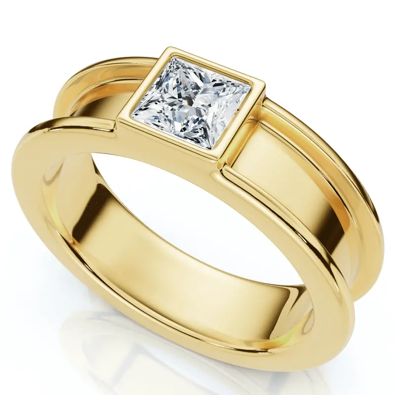 Men’s Bezel-Set Lab-Grown Diamond Solitaire Wedding Band in 14K Gold