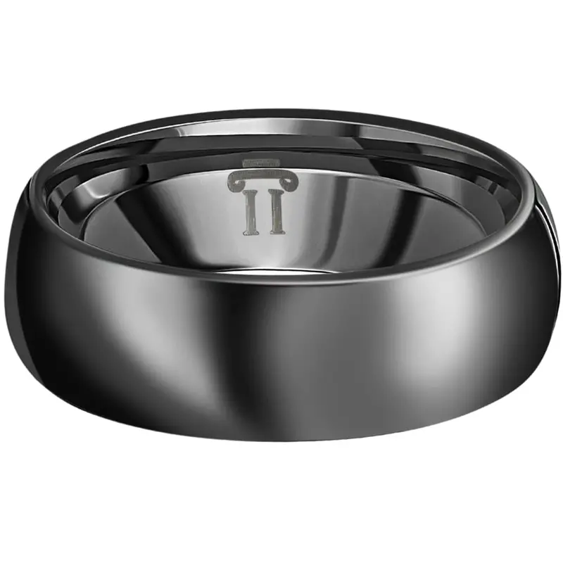 Men's Black Polished Bright Tungsten Ring Ring 7Mm Comfort Fit Wedding Band 1