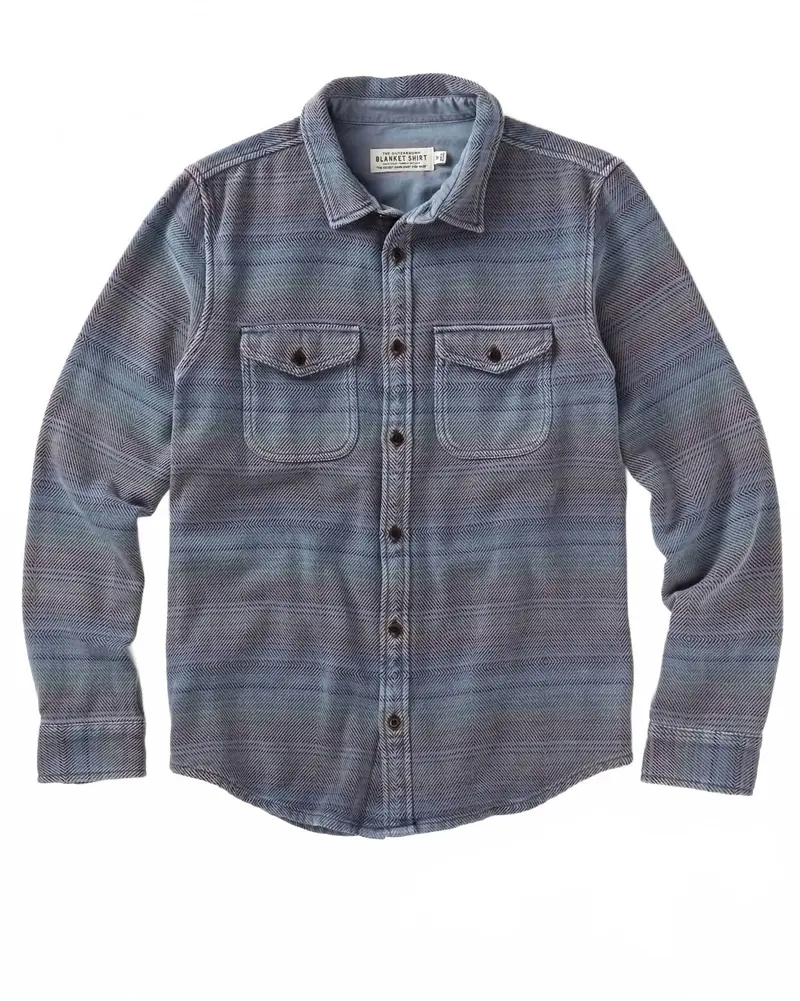 Men's Blanket Shirt In French Blue Mojave Stripe 1