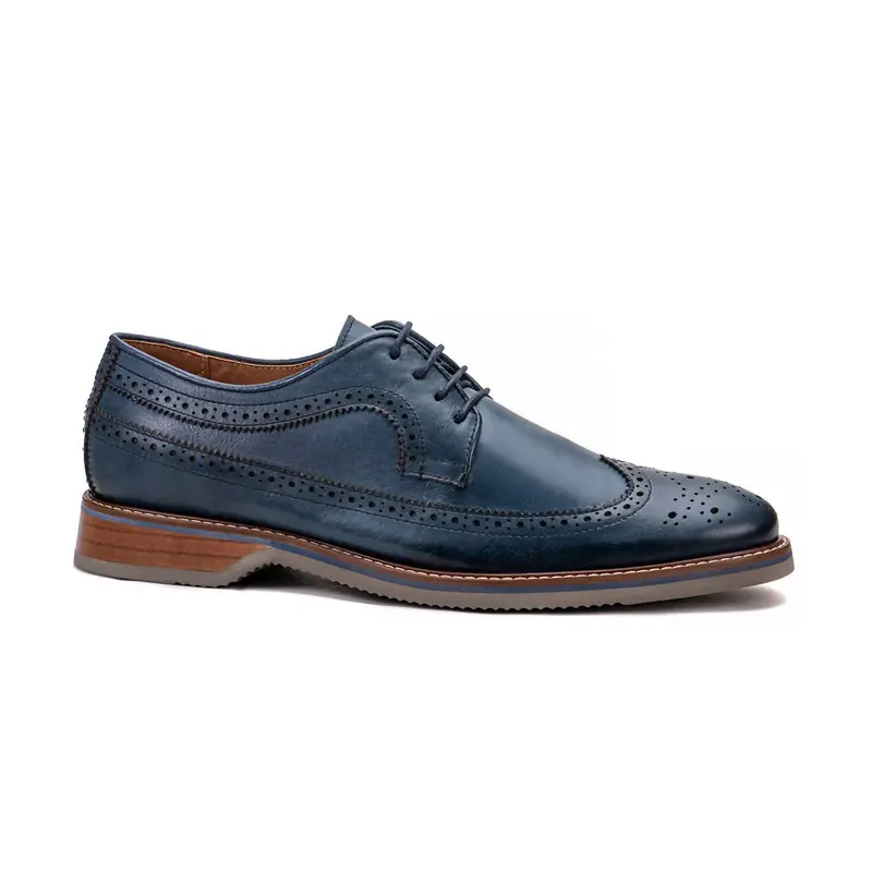 Men's Brasilia Leather Derby Shoes In Blue 1