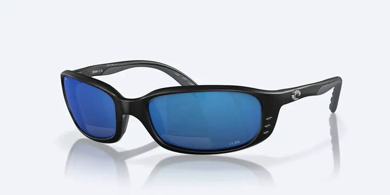 Men's Brine Reader Rectangular Polarized Sunglasses In Matte Black/Blue Mirror 1