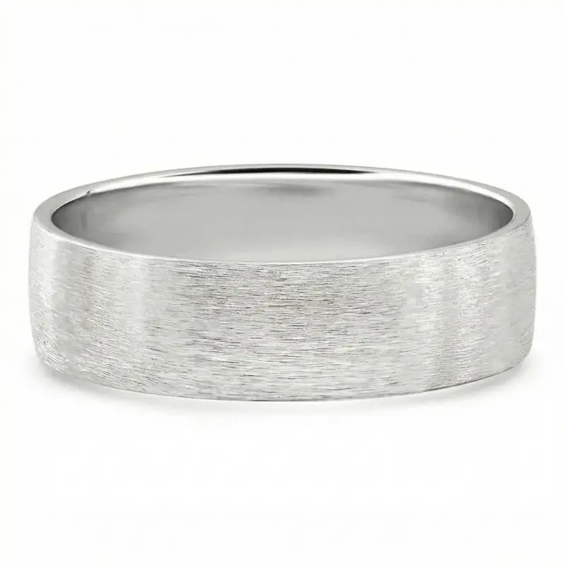 Men's Brushed Wedding Anniversary Band 14K Gold Or Platinum 1