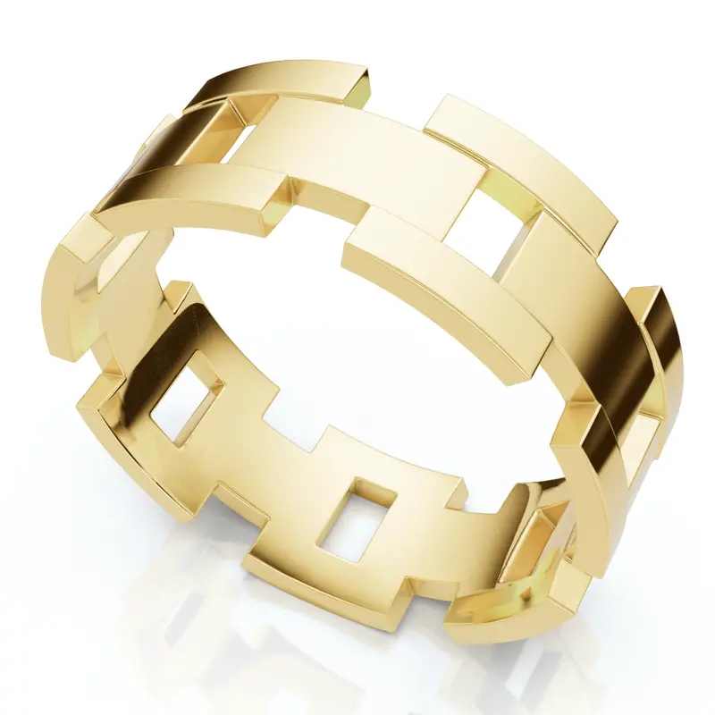 Men's Calvin 8Mm Interlocked Wedding Band 10K Gold Band 1