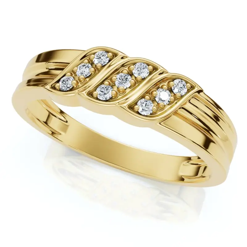 Men's Diamond Ring 14K Gold Wedding Ring 9-Stone Lab Grown 1