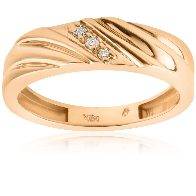 Mens Diamond Wedding Anniversary Ring 10K Yellow Gold Size Selectable 1