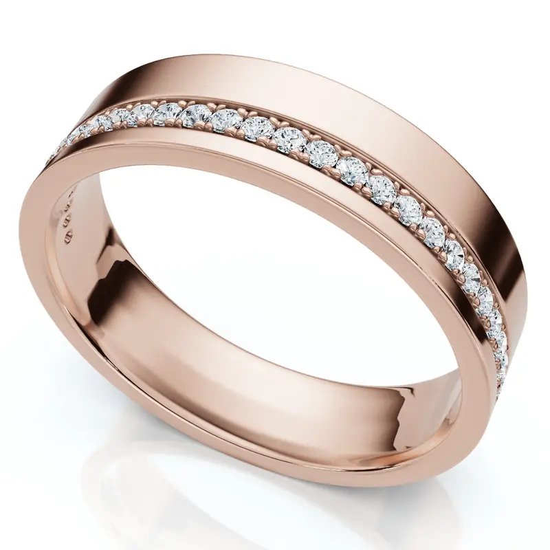 Men's Diamond Wedding Ring High Polished 14K Gold Or Platinum Lab Grown 1