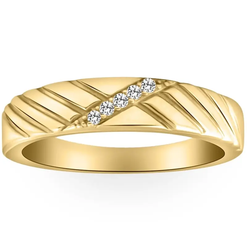 Mens Diamond Wedding Ring Yellow Gold Size Selectable 1
