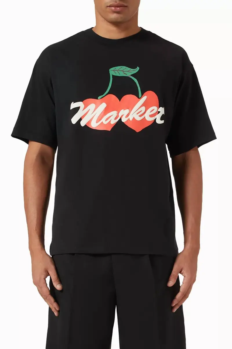 Men's Double Cherries T-Shirt In Pirate Black 1