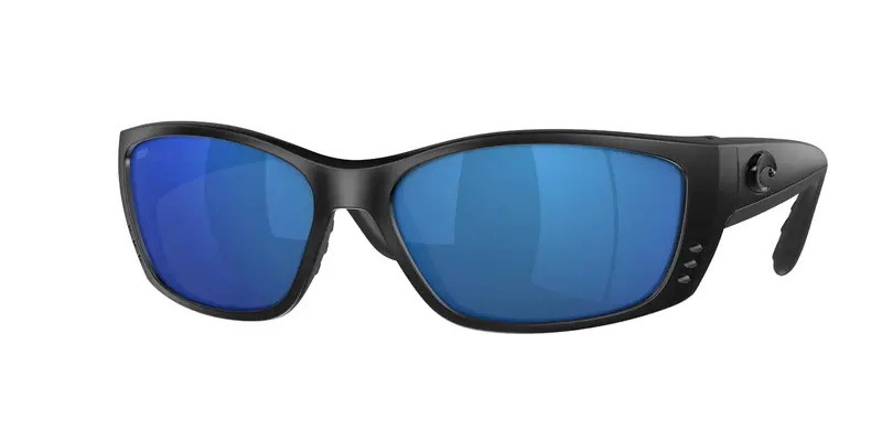 Men's Fisch Reader Rectangular Polarized Sunglasses In Matte Black/Blue Mirror 1