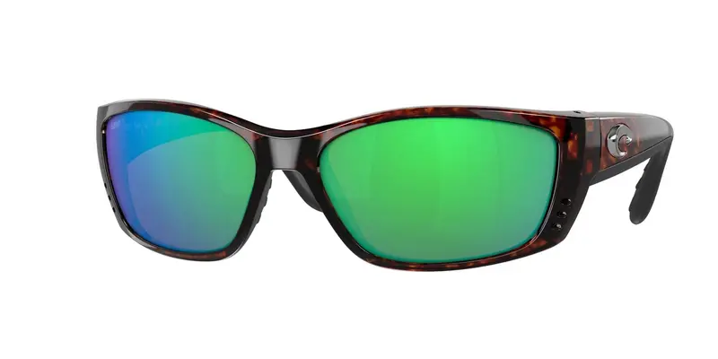 Men's Fisch Reader Rectangular Polarized Sunglasses In Tortoise/Green Mirror 1