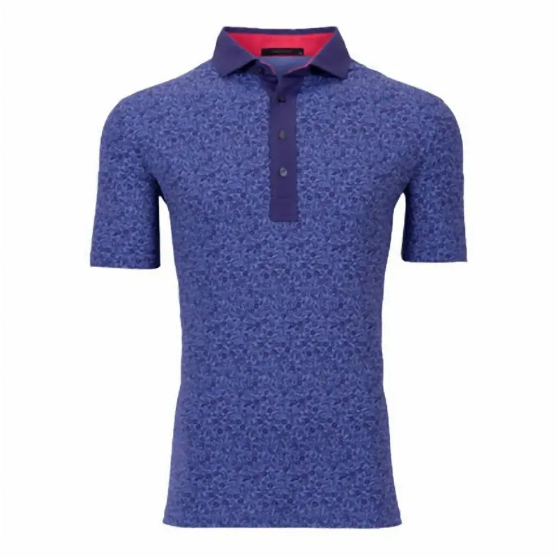 Men's Island Fever Polo Shirt In Floral Blue Purple 1