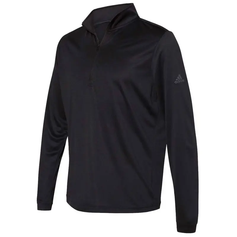 Men's Lightweight Quarter Zip Top In Heather Black 2