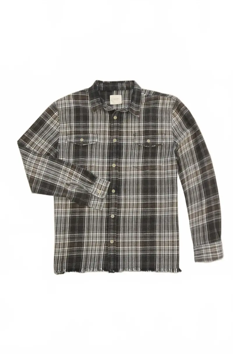 Men's Long Sleeve Plaid Shirt In Olive 1