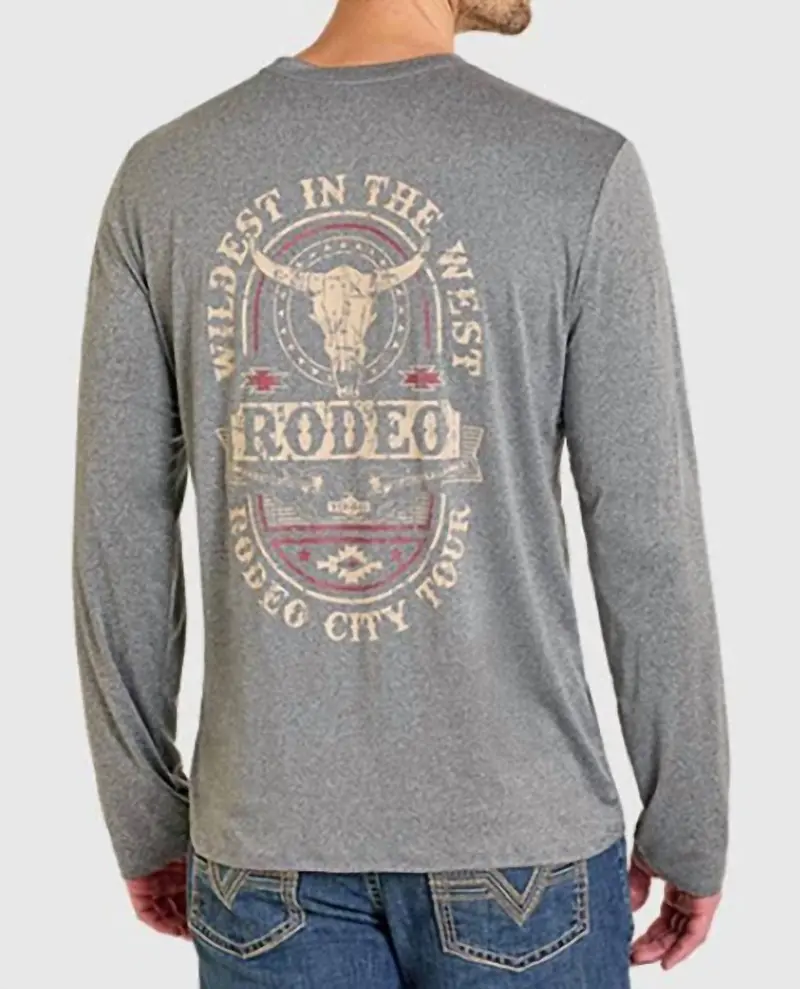 Men's Performance Long Sleeve Graphic Top In Charcoal 1