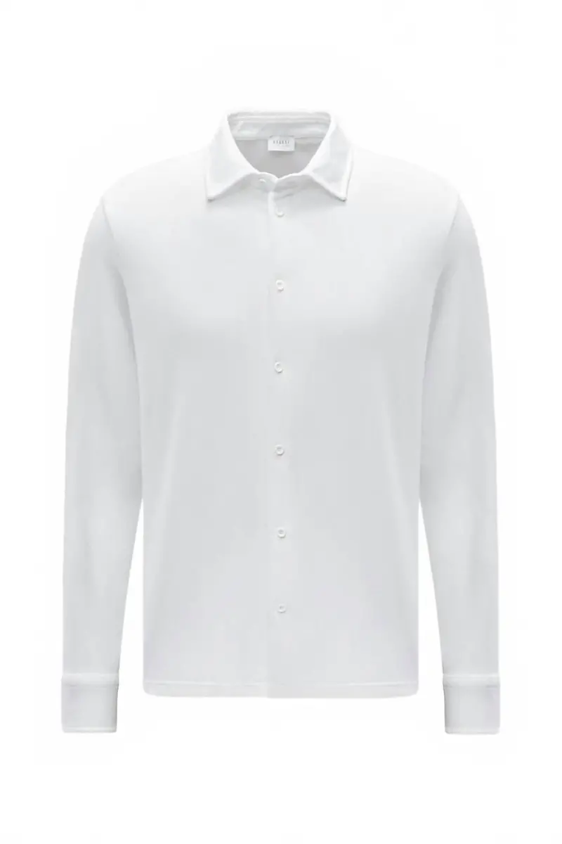 Men's Pique Long Sleeve Shirt In White 1