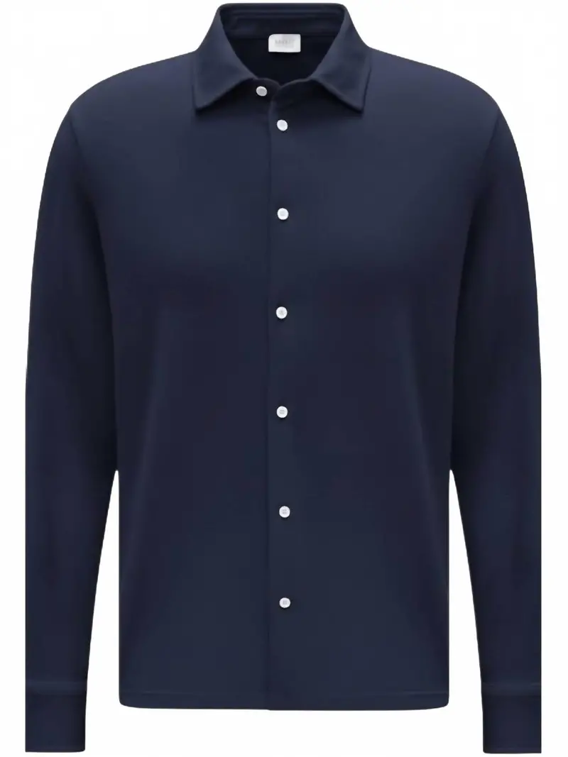 Men's Pique Long Sleeve Tee In Navy 1