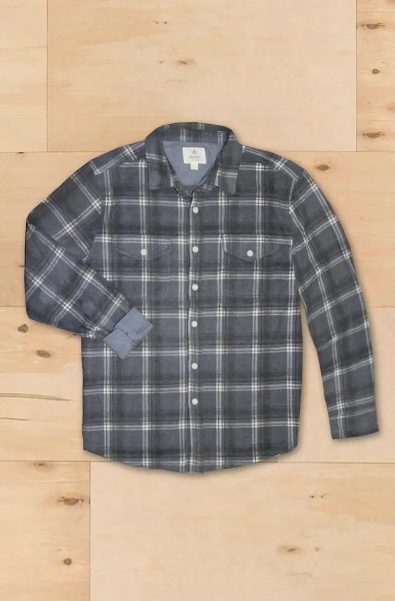 Men's Plaid Long Sleeve Button Down Shirt In Grey 1