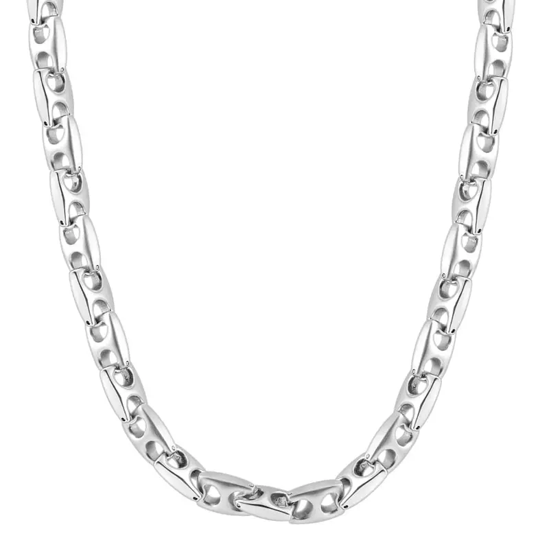 Men's Polished Steel Clasp Mariner 9.5Mm Flexible Link  24" Chain 1