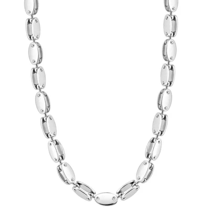 Men's Polished Steel Clasp Single Tone 8Mm Flexible Link  24" Chain 1