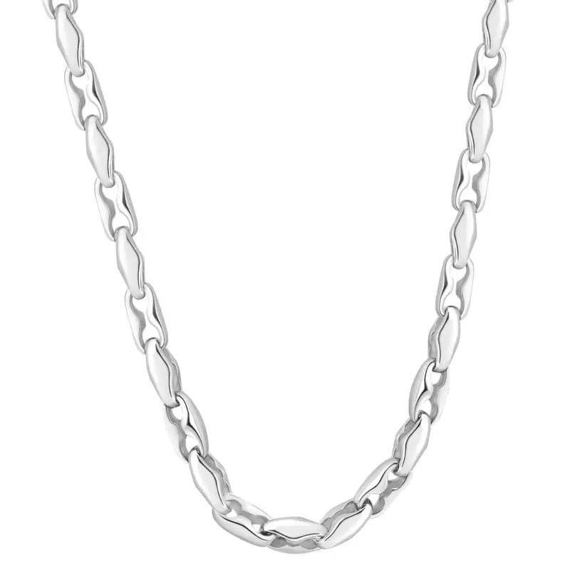 Men's Polished Steel Clasp Single Tone 8Mm Flexible Link  24" Chain 1