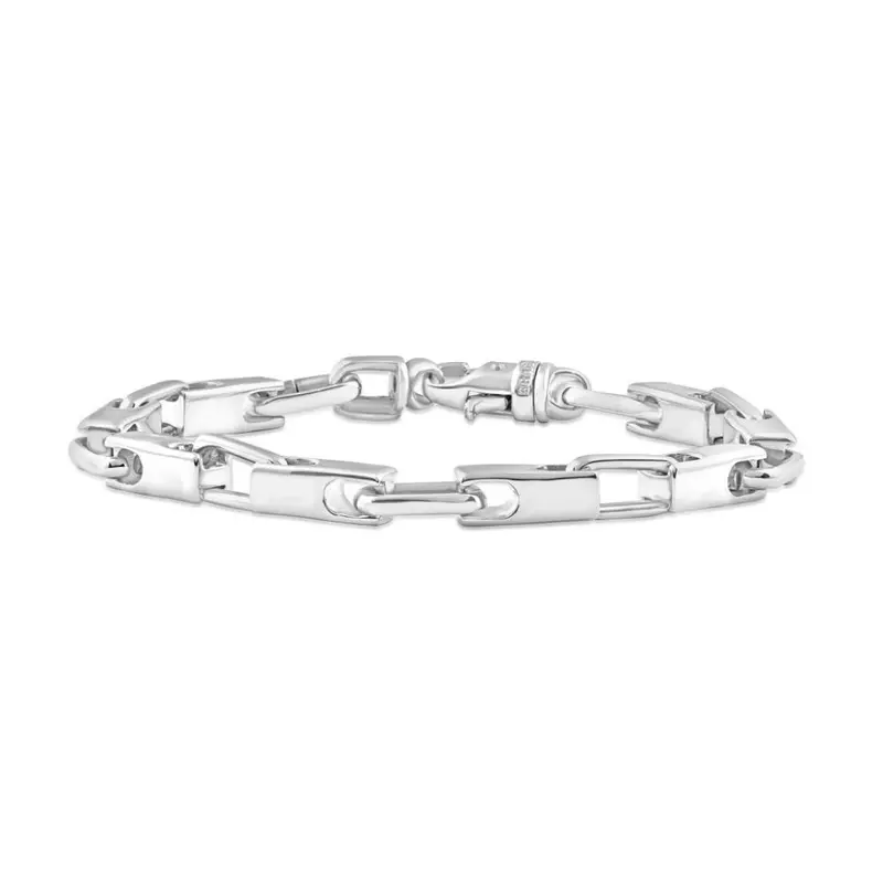 Men's Polished Steel Oval Clasp 6Mm Flexible Link  8.5 " Bracelet 1